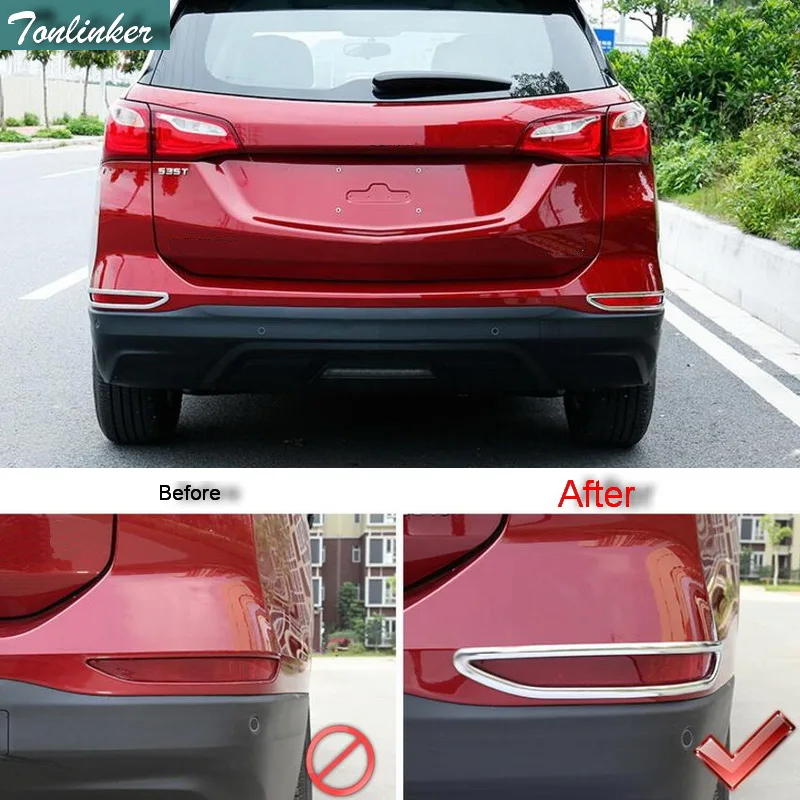 

Tonlinker Cover Case Stickers for Chevrolet Equinox 2017 Car Styling 2 PCS ABS mirror style rear fog light cover sticker