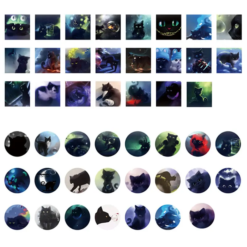 46 шт./кор. маленький черный Кот клей наклейки бумаги коробка конфет diy подарочная