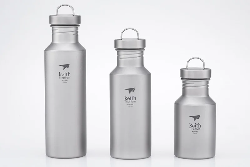 Keith титановые чайники для воды с титановыми крышками для улицы, посуда для напитков, для кемпинга, ультралегкие дорожные бутылки для воды, 400 мл, 550 мл, 700 мл