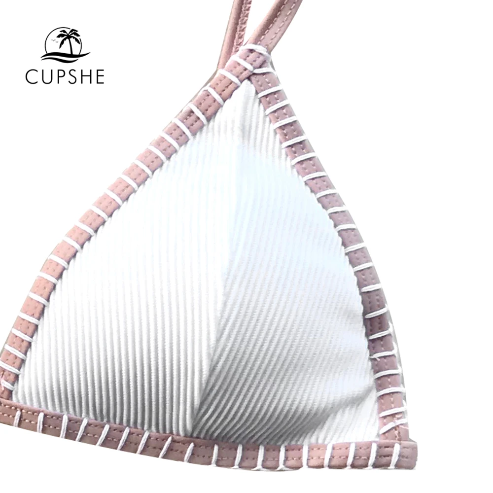 Женский купальник бикини CUPSHE белый треугольный комплект из двух предметов
