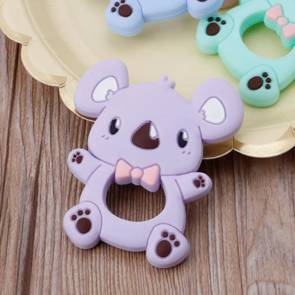 

Safe Cartoon Baby Teethers BPA Free Cute Animal Koala Infant DIY Ring Teether Toddler Silicone Chew Charms Kids Teething Toys