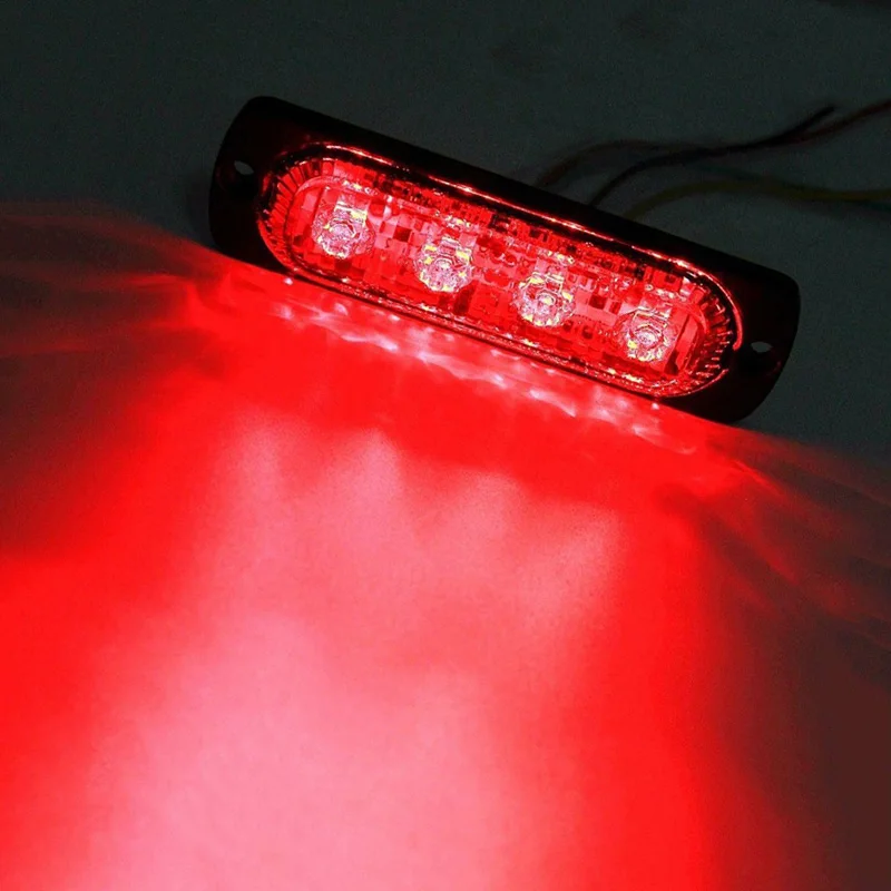 1 шт. 4LED автомобиль красный мигающий стробоскоп светильник срочная Предупреждение льная Лампа DC 12 V-24 V
