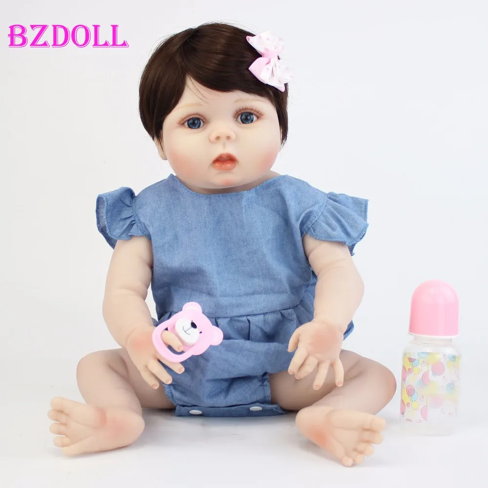 

55cm Full Silicone Reborn Baby Dolls Toys Realistic Child Birthday Gift Bebes Alive Vlnyl Newborn Dolls Girls Bonecas Bathe Toy