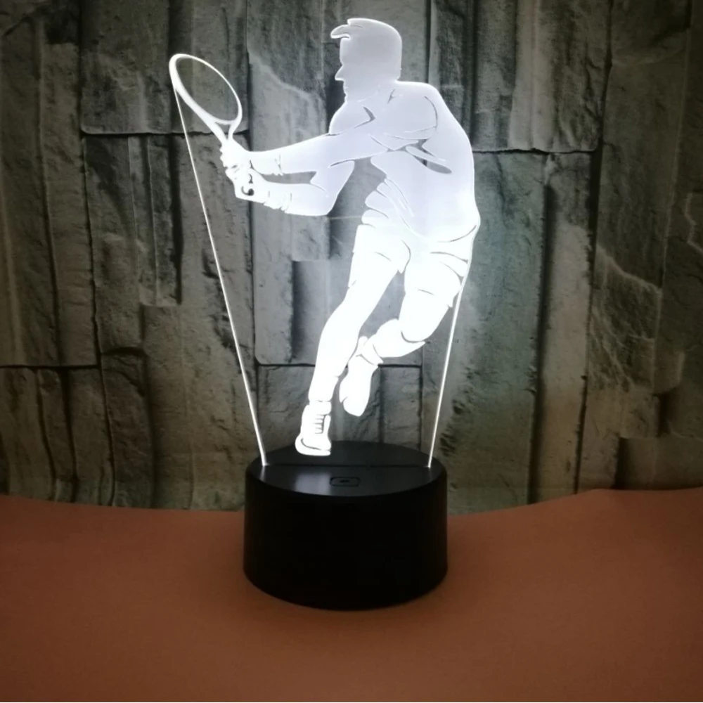 3D визуальный теннисисткой светодиодный Ночной светильник 7 цветов Usb Led