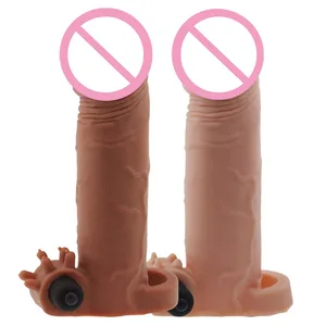 Удлинитель для реалистичный вибрирующий фаллоимитатор из ТПЭ, презерватив с вибратором-пулей, рукав для пениса для взрослых секс-игрушка для мужчин