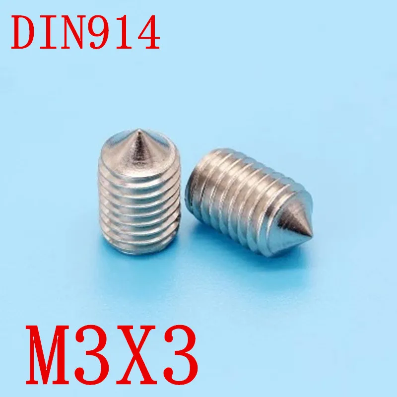 

1000pc DIN914 m3x3 M3*3 Stainless Steel Metric Thread Grub Screws Cone Point Hexagon Socket Set Screws Headless