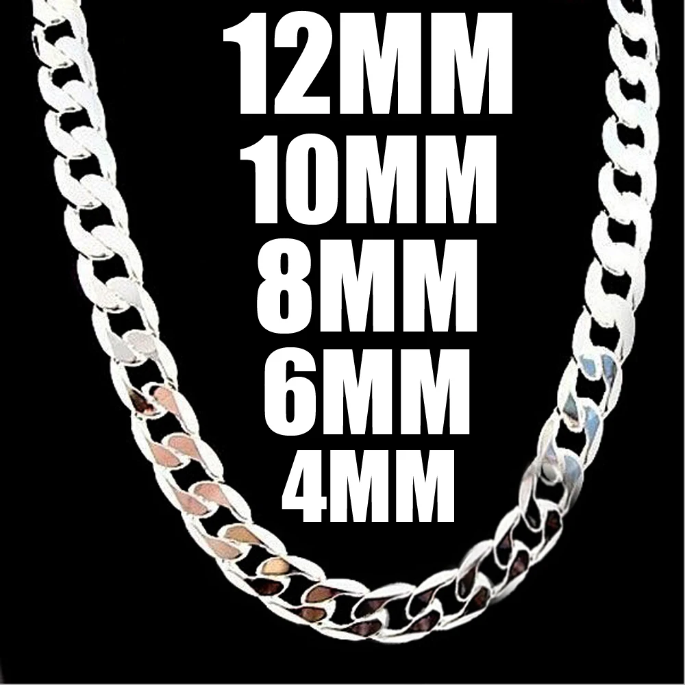 Оптовая продажа! Мужская цепь с серебряным покрытием 4 мм 6 8 10 12 мм|fashion necklace|necklace