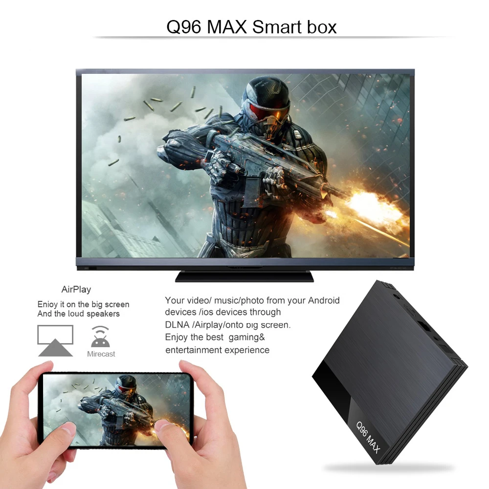 ТВ приставка Q96 MAX на Android 9 0 Allwinner H6 4K медиаплеер HDR 6K декодирование 4 ГБ/32 ГБ 2 4G WiFi 100