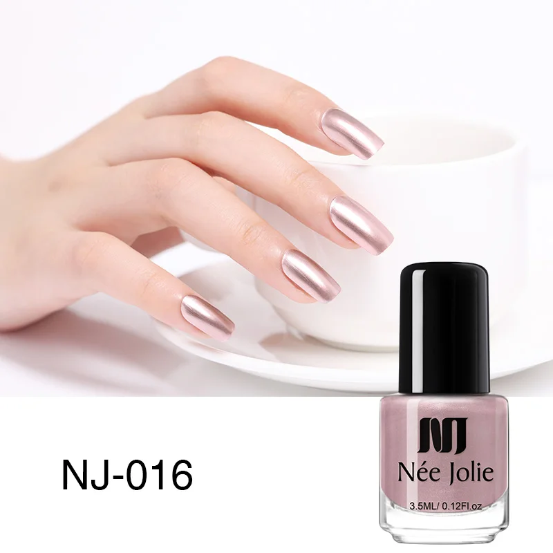 3.5ML NJ-016 NEE JOLIE Серебряный зеркальный лак для ногтей розовое золото прозрачный цвет 7,5 мл стойкий лак для ногтей 18 цветов Быстросохнущий лак для ногтей - Цвет: 3.5ML NJ-016