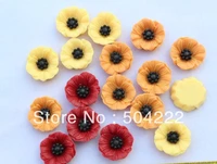200pcs cute diy resin embellishment chic poppy sun flower cabochons cab mxied colors 19mm for cell phone decor