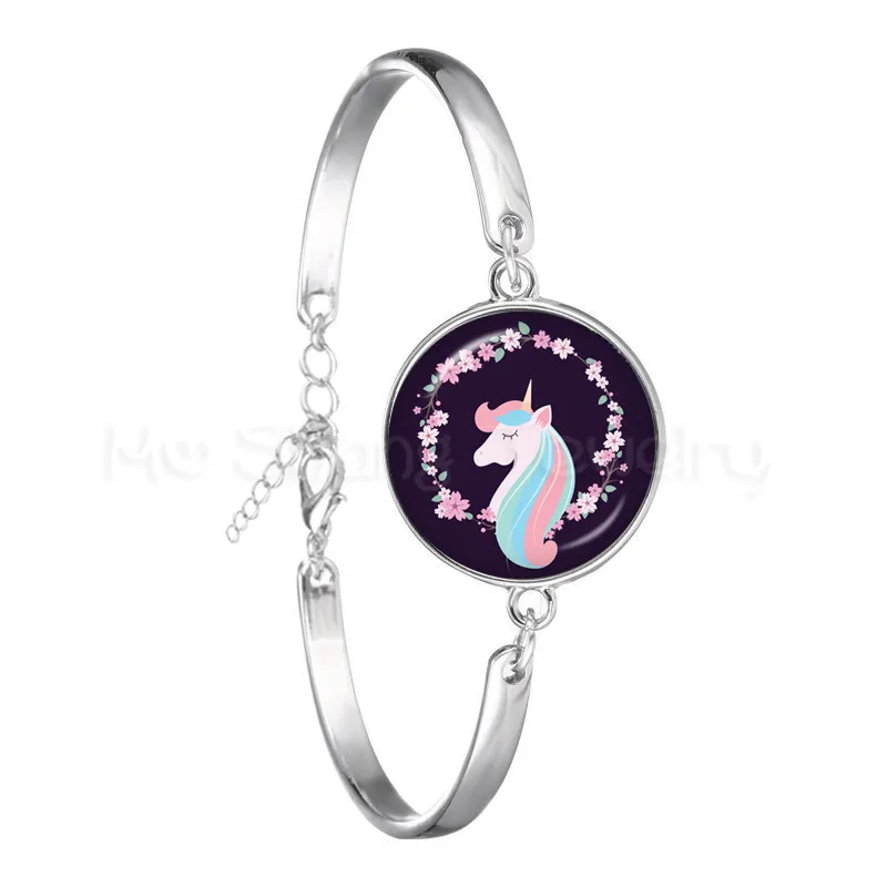 Единорог Kawaii лошадей 18 мм стеклянный браслет из кабошона Jewely подарок для детей