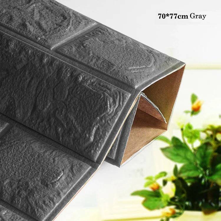 70*77 см 3D ПЭ пена кирпич самоклеющиеся настенные стикеры s DIY гостиная спальня безопасный домашний декор обои наклейки для детской комнаты - Цвет: Grey