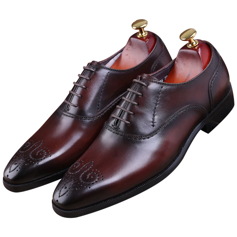 Fashion Black / Brown Tan Goodyear Welt Oxfords Social Shoes Mens Wedding Genuine Leather Business Male Dress | Обувь