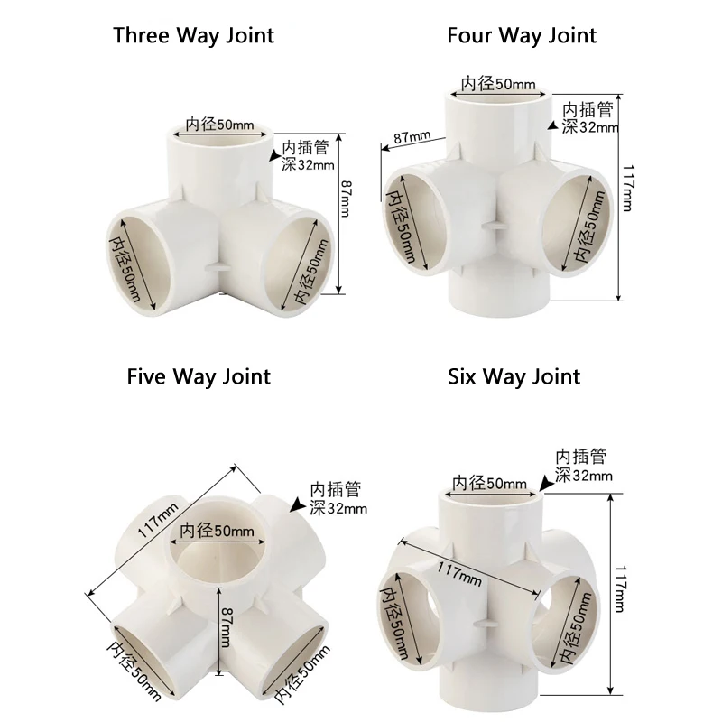 50 мм ПВХ Трехходовой Соединительный садовый полив Труба Адаптер трубы