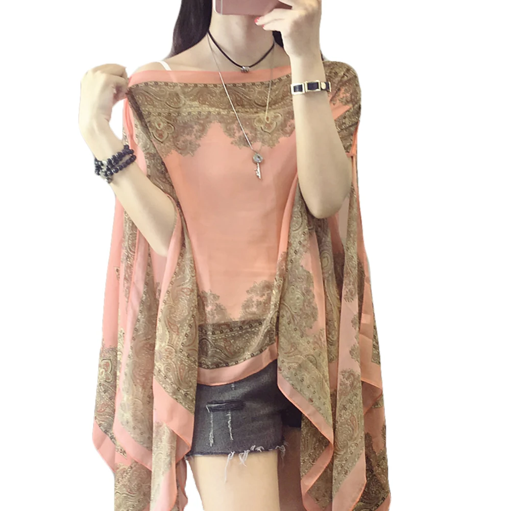

Summer Woman Scarf Thin 10-color Blouses Shirts Plus Size Long Sleeve Chiffon Shawl Sunscreen Cover Ups Sun Protection Shawl