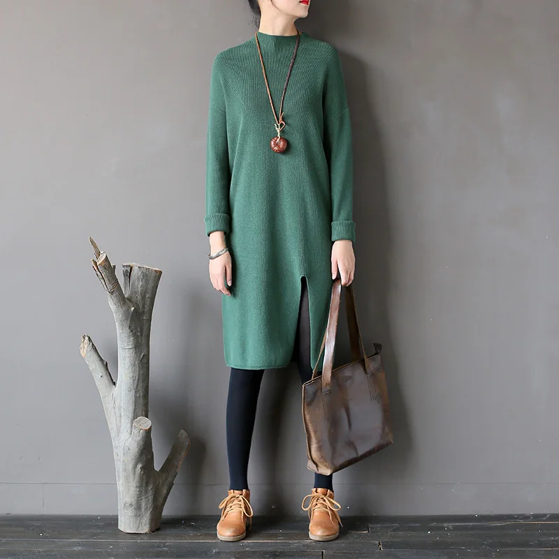 Johnature Women Pullover Sweater Knitted Cotton 2021 Autumn Winter New O-Neck Bat Sleeve Vintage Casual Warm Long | Женская одежда