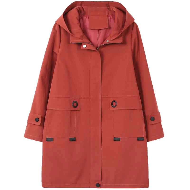 2019 высококачественный демисезонный Тренч Женское пальто с капюшоном ветровка