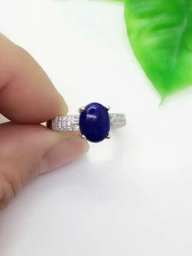 

Natural lapis lazuli Ring Natural gemstone Ring 925 sterling silver trendy luxurious Circular Thick round women's party Jewelry