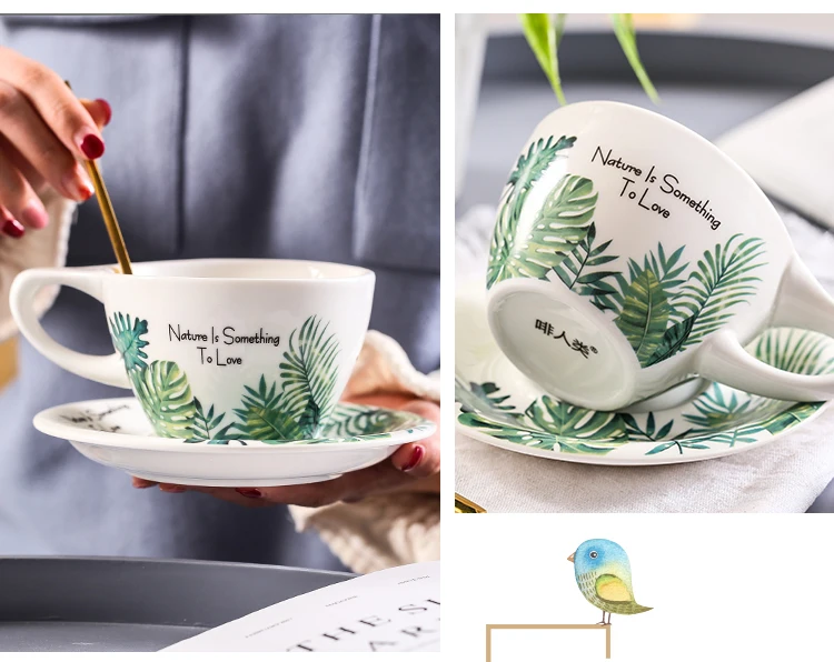 INS Hot Monstera Ceriman эспрессо чашка блюдце наборы латте капучино Tazas Итальянский кофе 300cc Copo Abacaxi Tasse свежие чашки