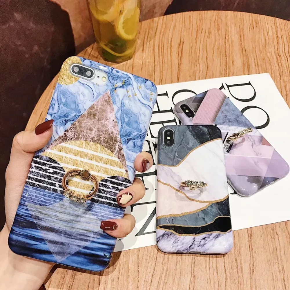 Мрамор с перстень украшенный бриллиантами для iphone 6 P S 6SP 7 8 X XS MAX XR чехол телефона |