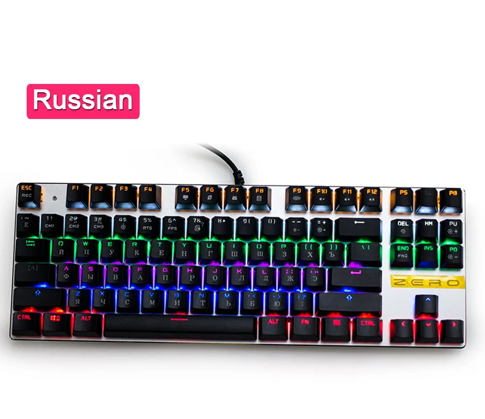 Me Too Original gaming Mechanical Keyboard 87 key Wired keyboard blue/red/black switch Backlit Keyboard English/Russian/Spanish