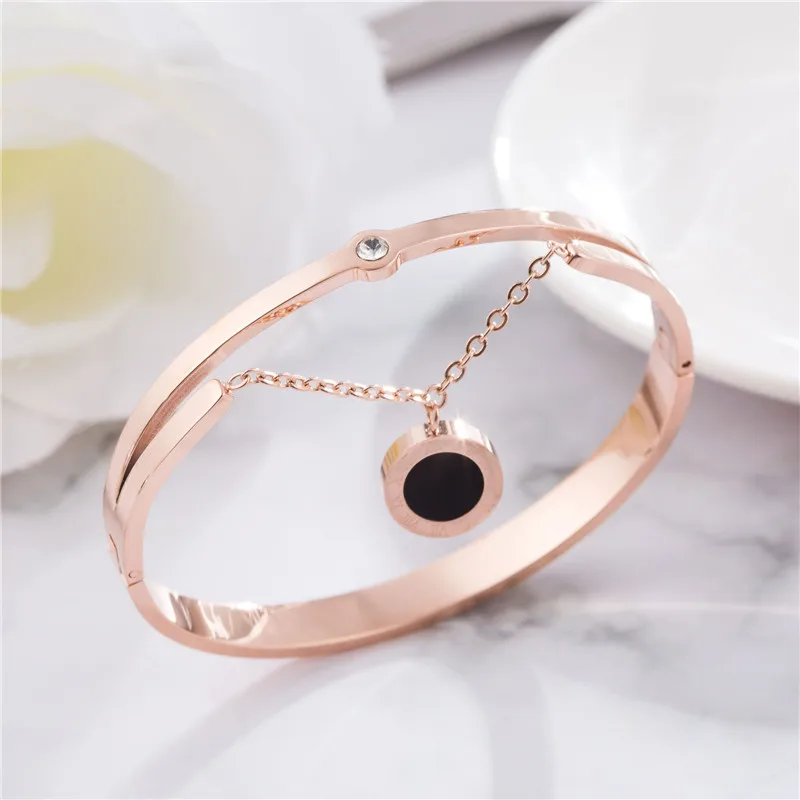 KASIYU Titanium steel Rome digital bracelet female fashion concise Rosegold.Handband. Bracelet Wife. girlfriend S-02 | Украшения и