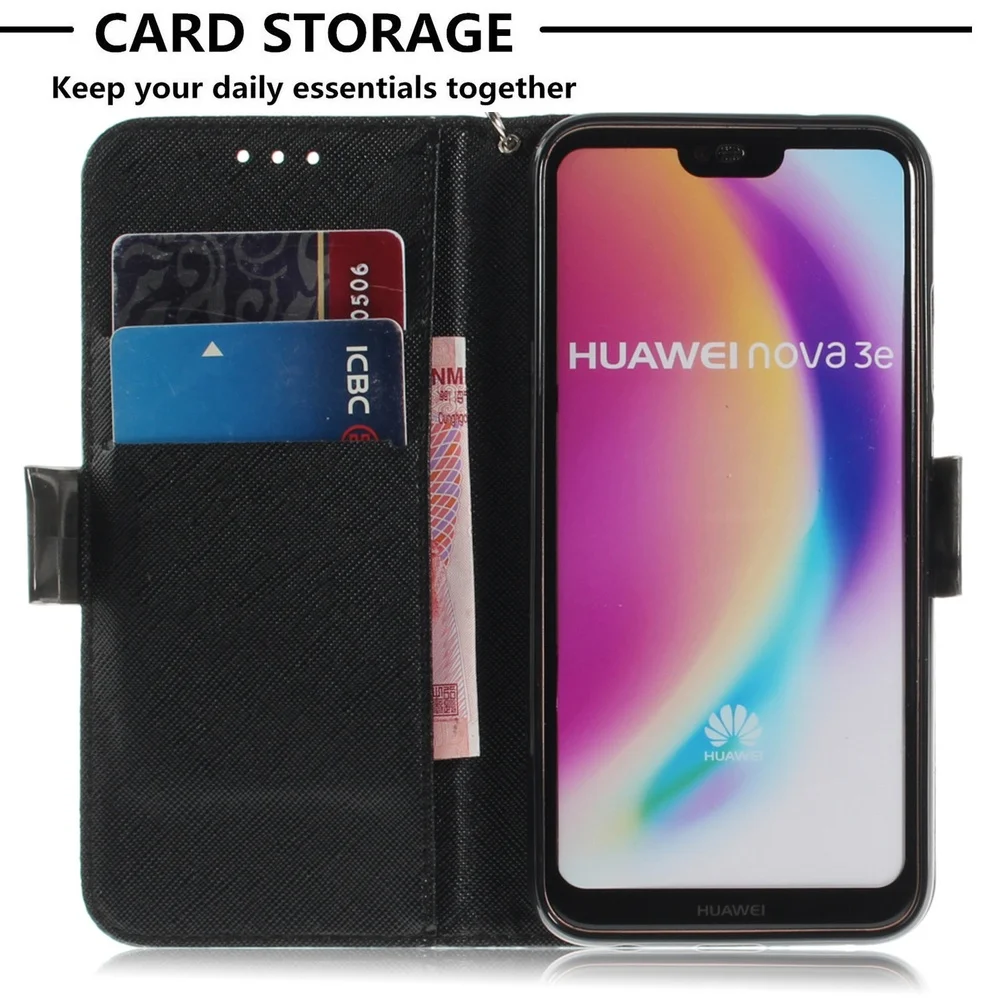 Подходящий чехол подставка для Huawei P20 Lite Кожаная флип Обложка искусственная кожа