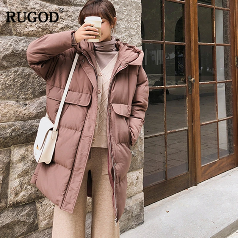 RUGOD Новая коллекция зимней одежды теплая Для женщин пальто Повседневное Твердые