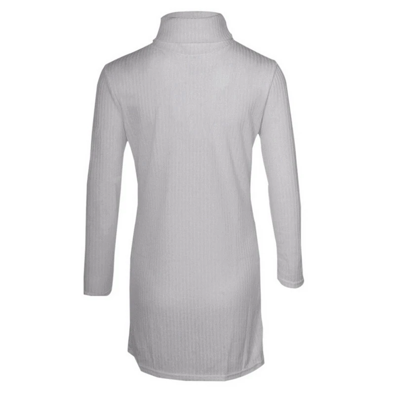 OEAK 3XL осень зима длинный рукав вязаный свитер платье водолазка мини Vestidos женское