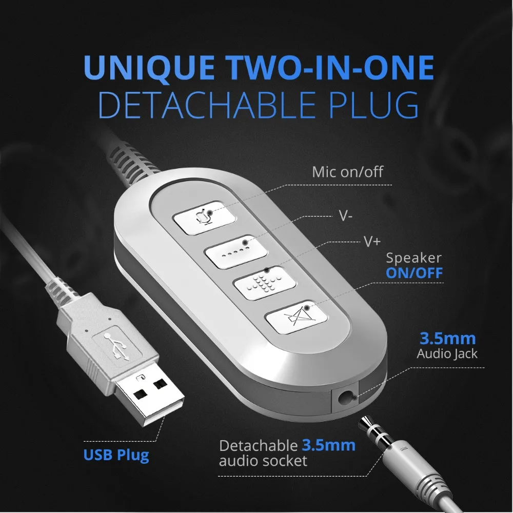 Mpow проводные наушники USB/3 5 мм разъем шумоподавление Гибкий микрофон гарнитура