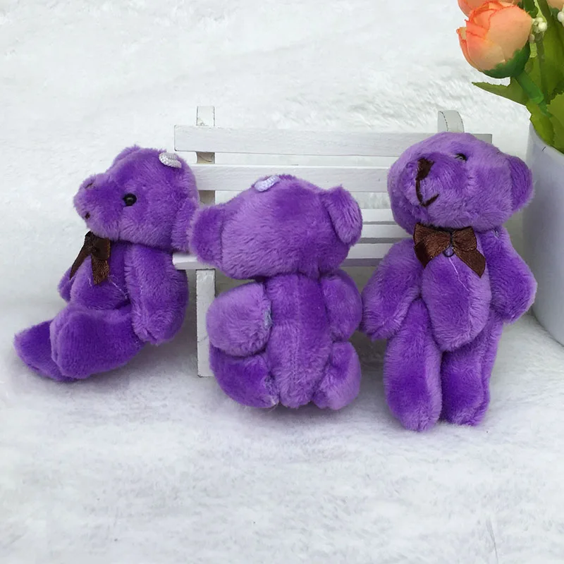 100PCS/LOT Mini Teddy Bear Stuffed Plush Toys 8CM Small PURPLE pelucia Pendant Kids Birthday Gift HMR044 | Игрушки и хобби