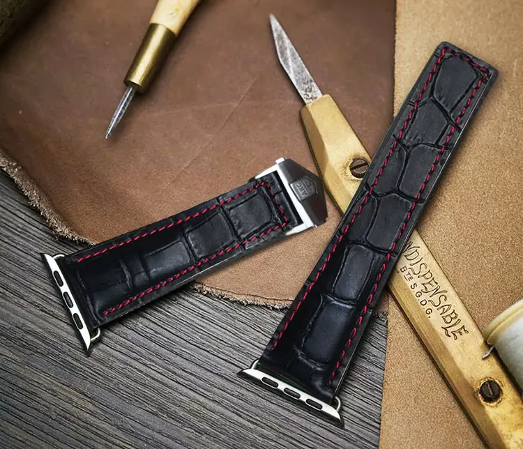 44mm Watch Band For Apple Watch 4 Wrist Bracelet Folding Buckle Genuine Leather Strap For Apple Watch Series 1 2 3