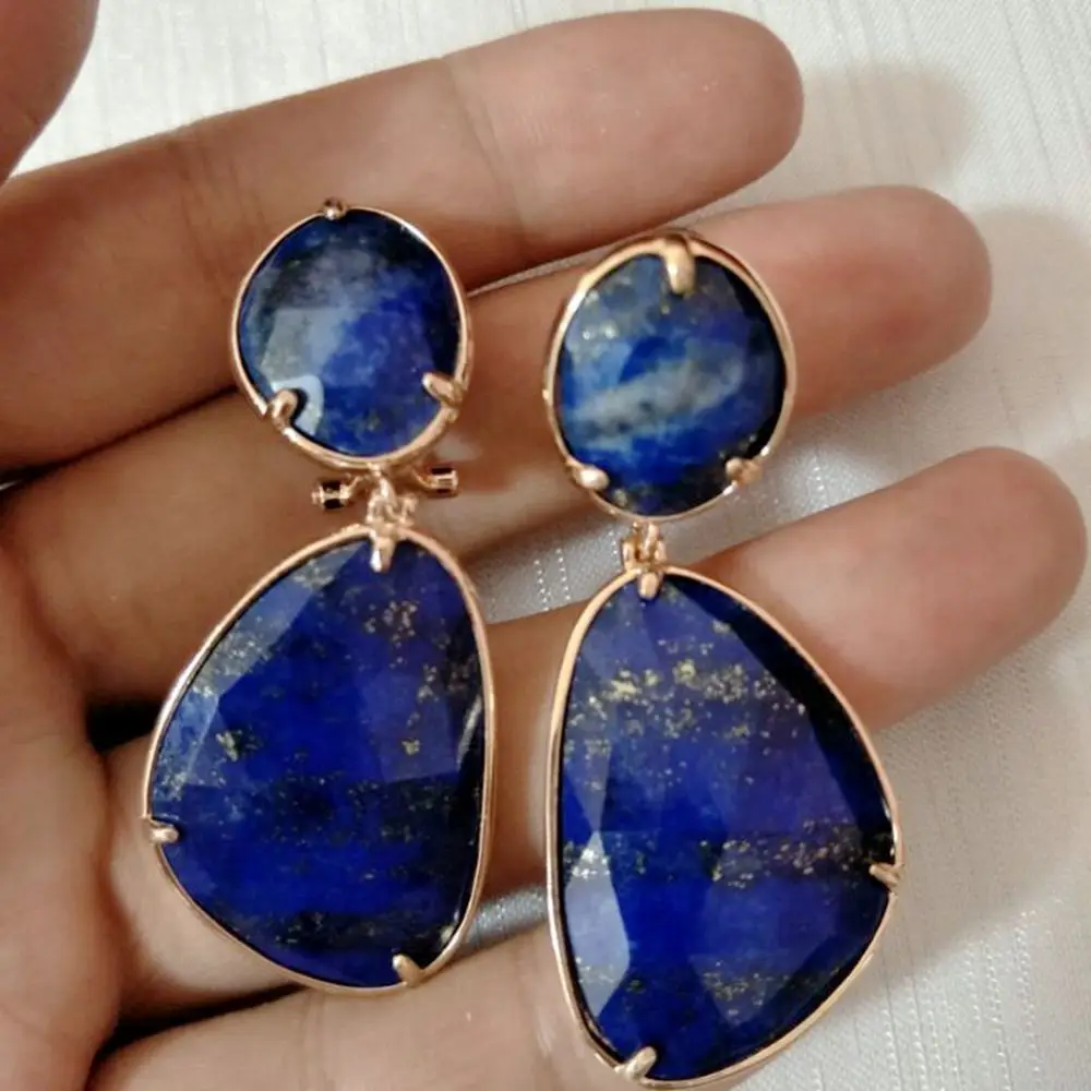 Женские винтажные серьги подвески с полудрагоценным камнем роскошные