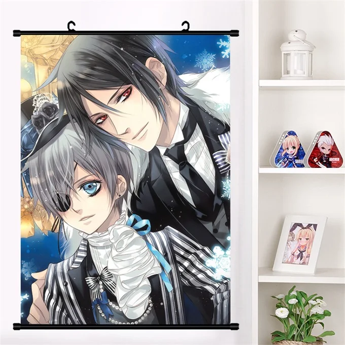H Аниме Черный дворецкий kuroshitsuji Ciel Phantomhive настенный свиток Фреска плакат Настенные подвесные плакаты Otaku коллекция домашнего декора - Цвет: H