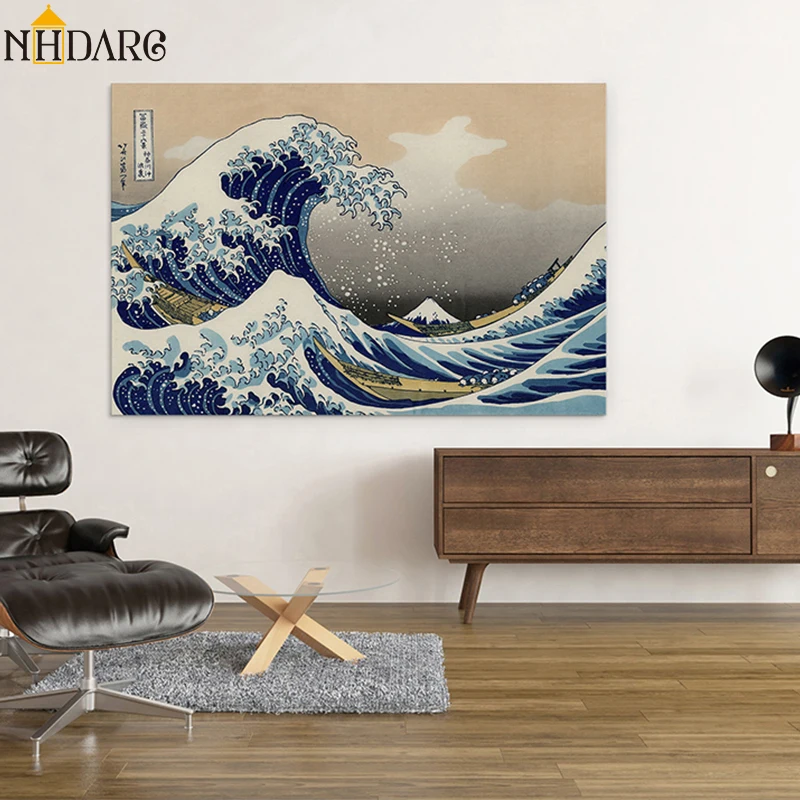 

Classic Japan Ukiyoe Hokusai's The Great Wave Canvas Art Print Painting Poster Wall Art Wall Picture For Living Room, Home Decor