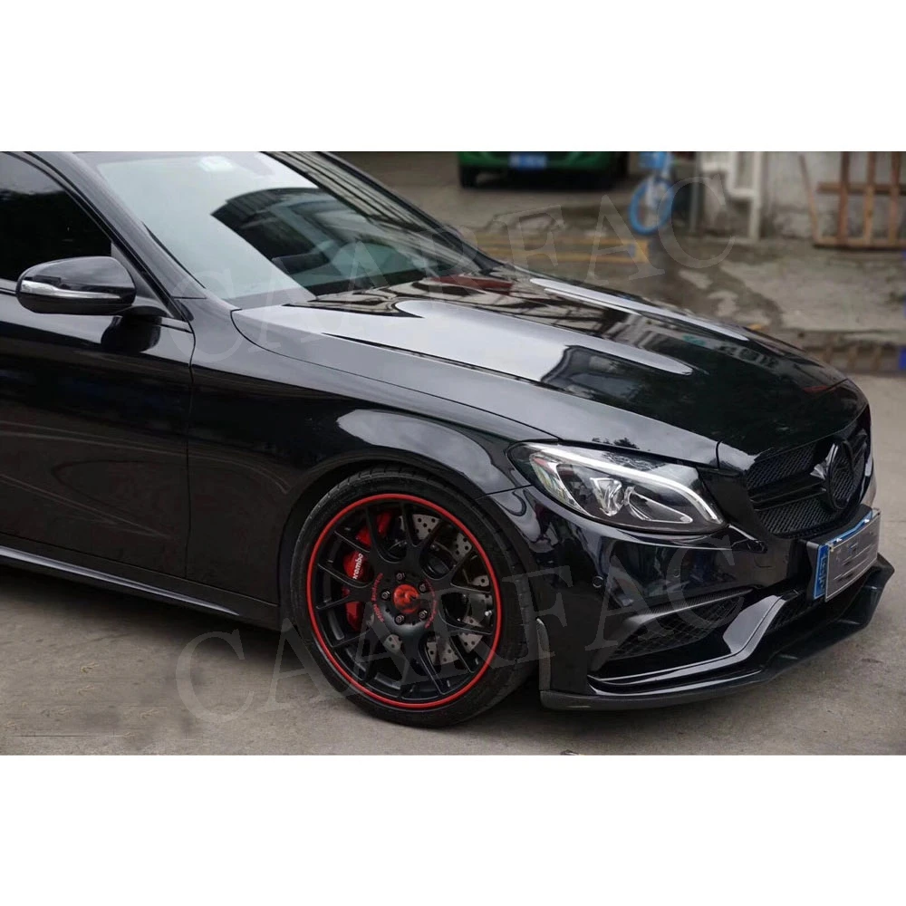 C Класс углеродного волокна передний спойлер для губ с боковыми планками полоски