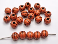 100 brown with black acrylic basket ball pattern round beads 12mm