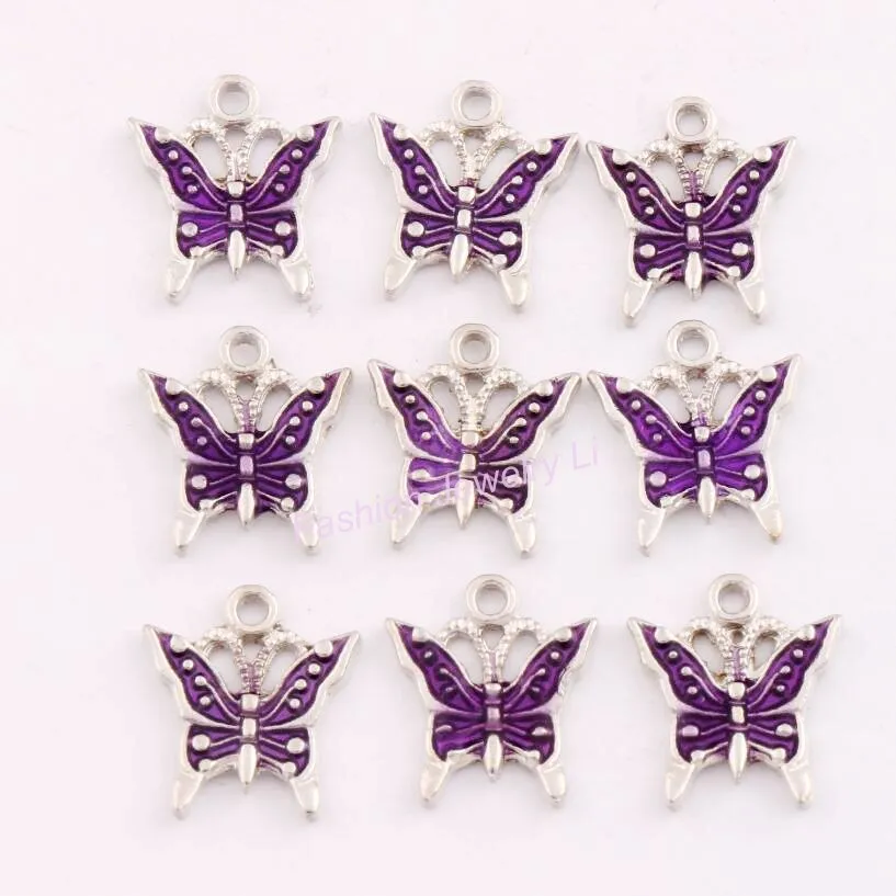8 Цвета цинковый сплав эмаль бабочки распорка шарма бусины подвески из сплава
