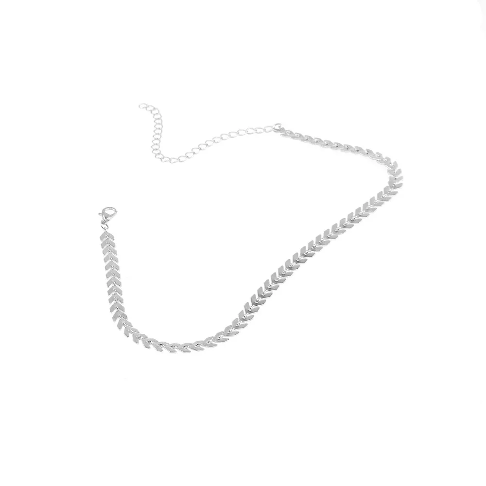 Ожерелье-цепочка женское из металлического сплава с листьями