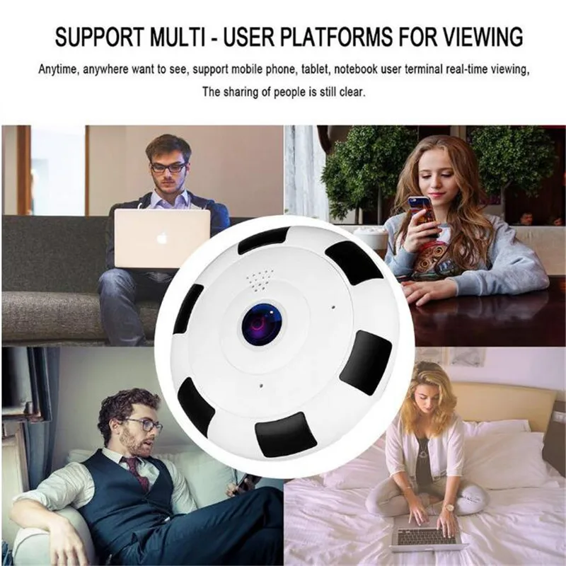 Беспроводная ip камера PLYMOTON Full HD 1080P Fisheye с панорамным видом на 360 градусов