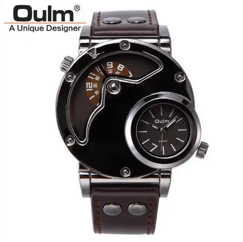 OULM смотреть Человек Повседневные часы лучший бренд класса люкс кожаный ремешок