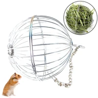 1pc stainless steel round sphere feed dispense exercise hanging hay ball guinea pig hamster rat rabbit pet toys supplies