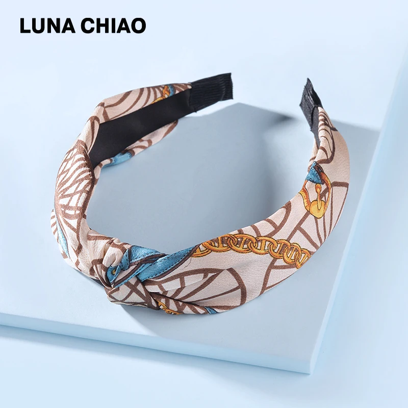 LUNA CHIAO, женские модные аксессуары для волос, ткань, дикие цветы, печатные повязки для волос, тропический стиль, повязки с узлом для женщин