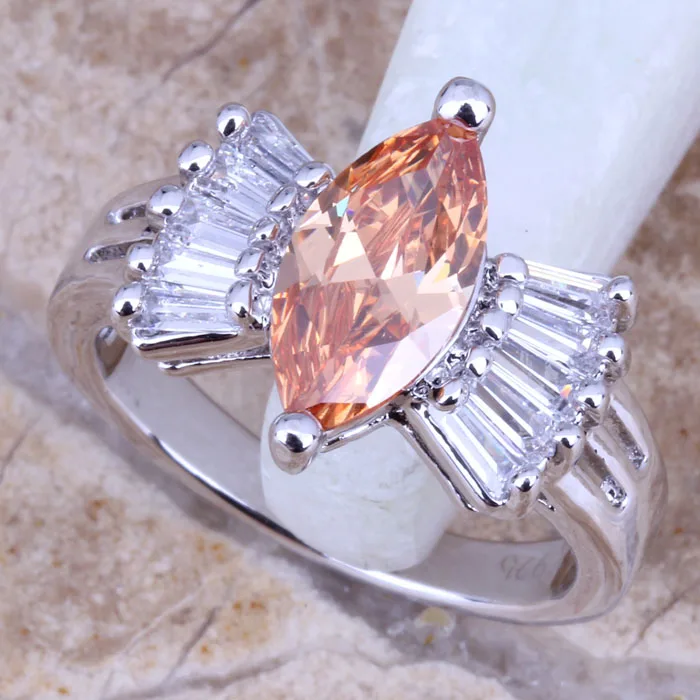 Очаровательное коричневое моранитовое белое CZ посеребренное женское Ювелирное