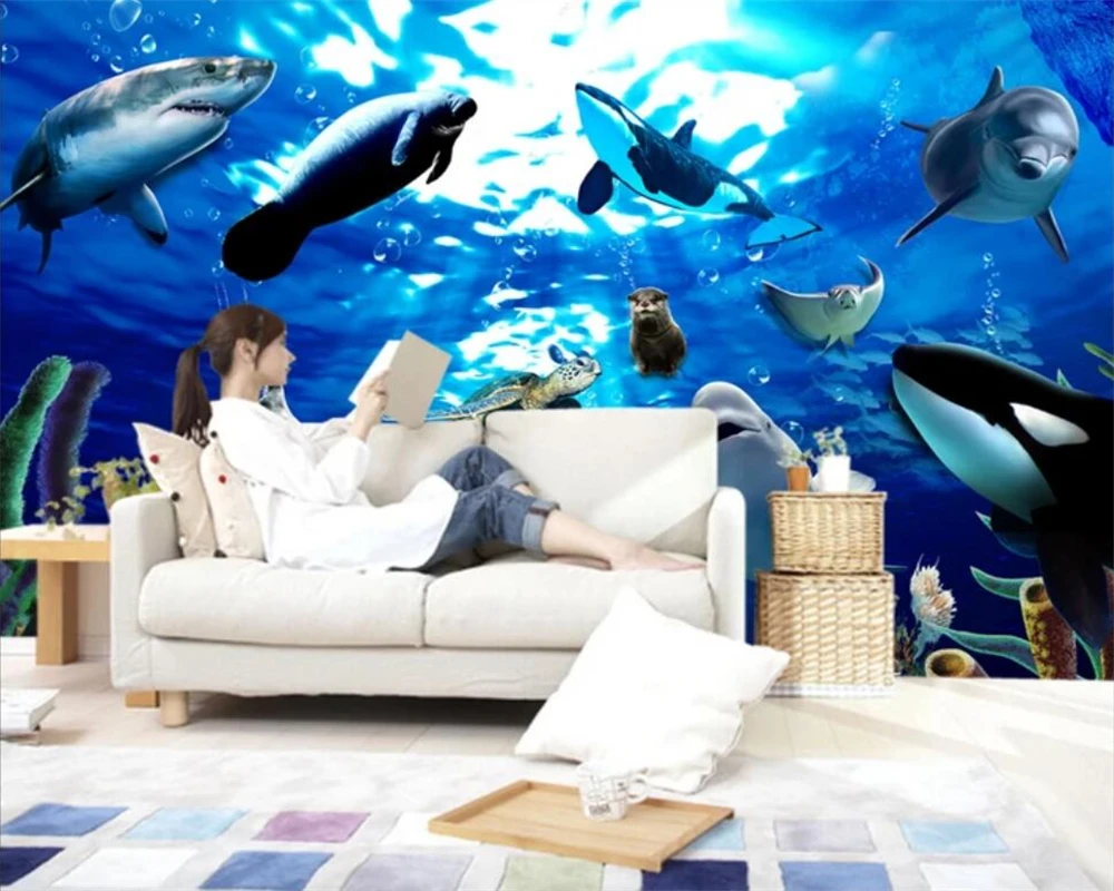 Фотообои beibehang на заказ Красивые 3D Подводные Животные мира Изысканная Настенная