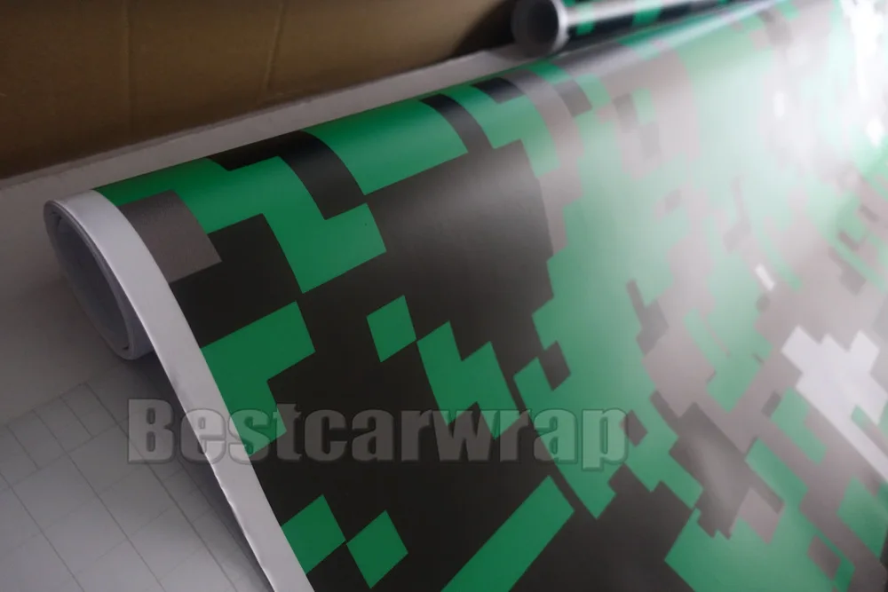 Bright Green Digital Camouflage Full-Body Car Wrap Skin with air release covering Pixel camo For truck &amp boat covers 1.52x30m |