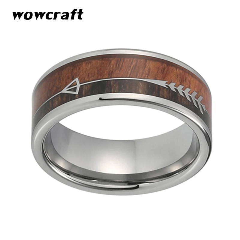 8 мм двойной древесины вольфрам карбида кольцо с сталь стрелка деревянная