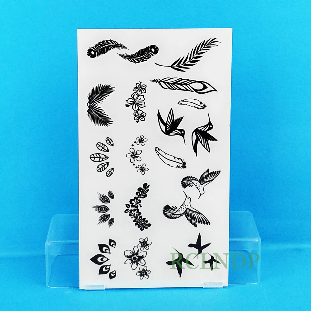 Фото Водостойкая Временная тату наклейка маленькая птица перо kingfisher - купить