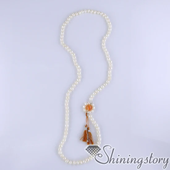 Ожерелье из 108 мала-бусин с культивируемой пресноводной жемчужиной и кисточкой, бусы для буддийской молитвы, оптом для медитации, духовность.