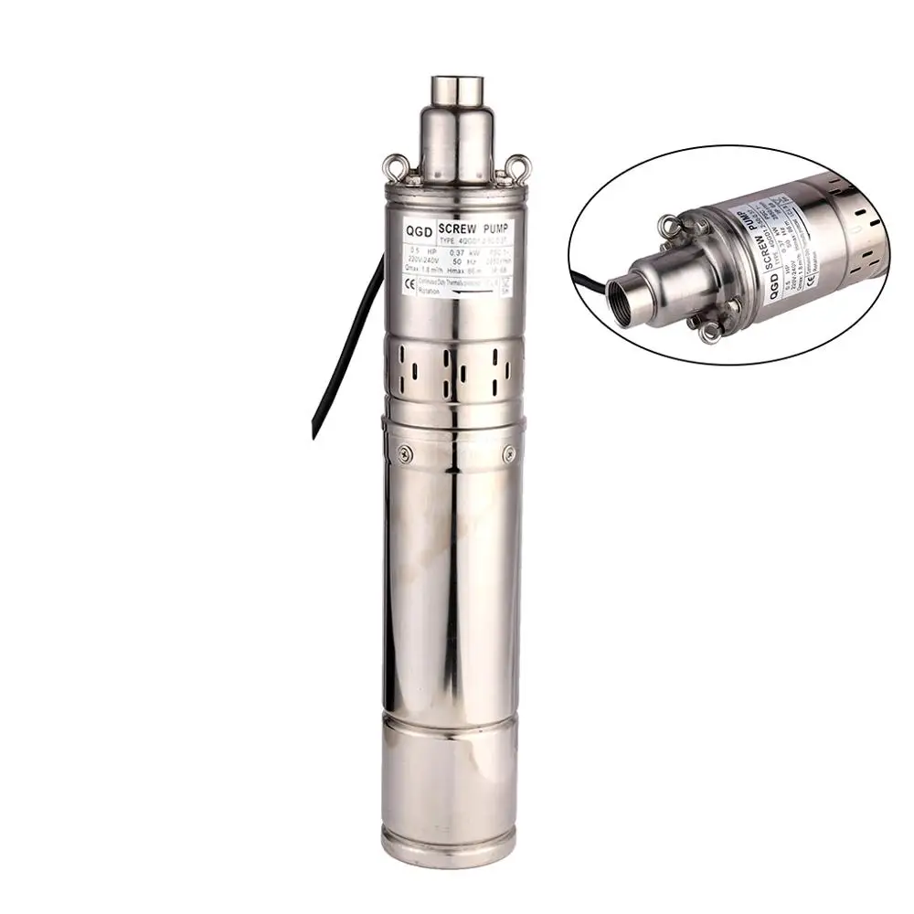 

SHYLIYU 4"OD Pipe 220V Electric Stainless Steel Deep Well Submersible Rotary Screw Water Pump Shallow Bore Well Centrifugal Pump